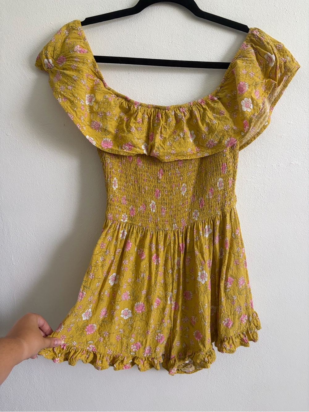 Forever 21 Yellow Off-Shoulder Floral Romper